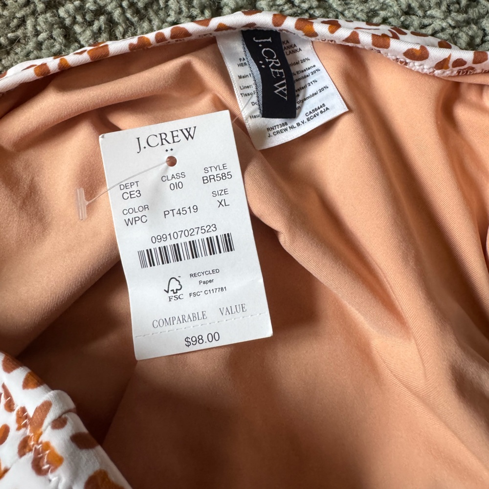 J. crew one shoulder leopard animal print swim suit ONE PIECE - Picture 8 of 9